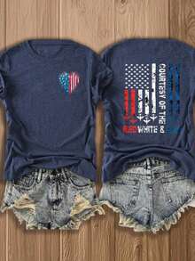 3 camisetas de mujer con estampado de bandera y corazón en rojo, blanco y azul para el 4 de julio, estampado de doble cara, camisetas de verano, top elegante para mujer, atuendo para conciertos de estilo country, atuendos de festival para mujer, estética patriótica.|Moda Urbana Local de Primavera/Verano||Uso Casual Diario Primavera Verano Moderno Moldeador|Conjunto de verano para mujer, ropa de vacaciones|Blusas elegantes para mujer, ropa de primavera, blusas de verano. - Blanco - Ver 7