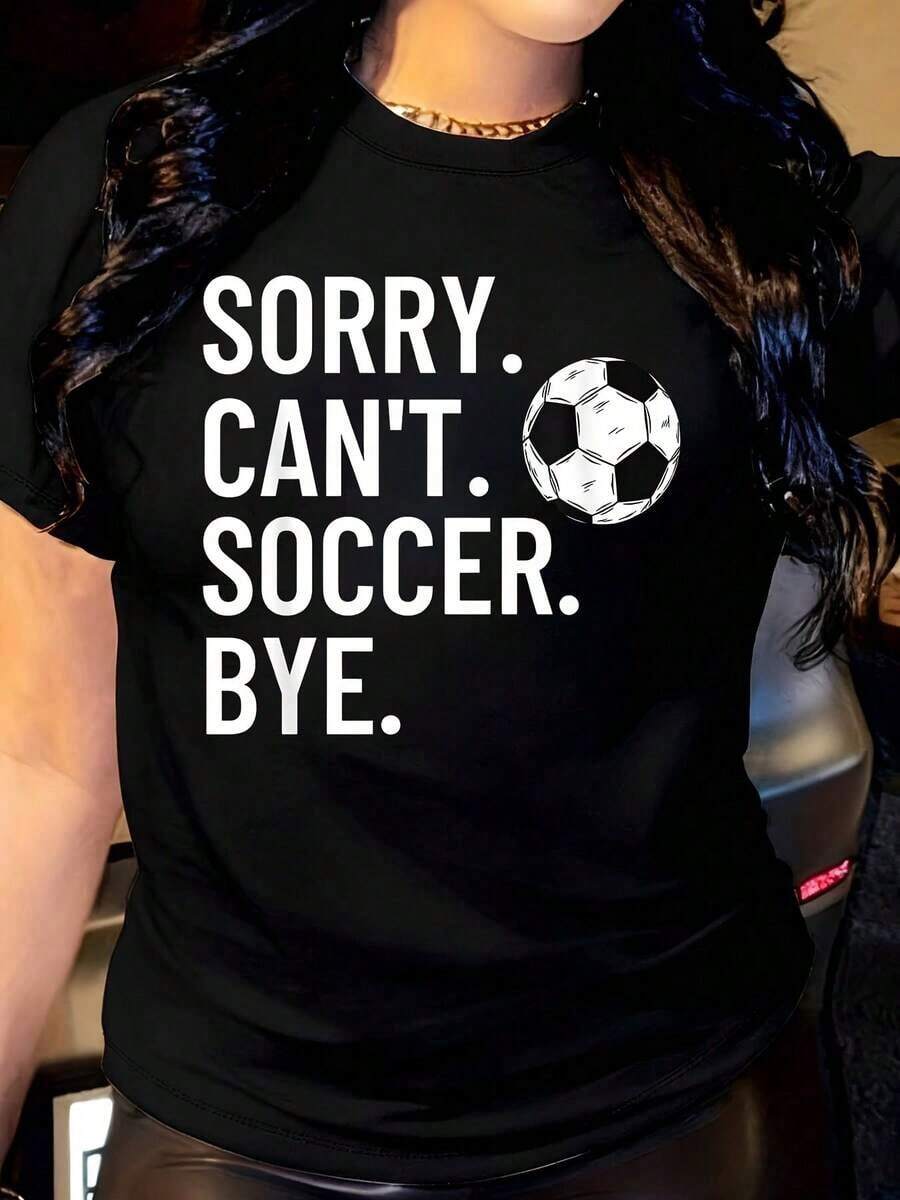 Women's T-Shirt With Humor For Football Lovers: "Sorry, I Can't Football, Goodbye" - 黑色 - 查看 1