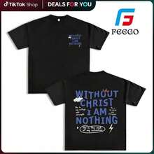 Free Shipping | Men's Square Cut Crew Neck T-Shirt With Christian Faith Letter Print, Casual Streetwear, White Short Sleeve Everyday T-Shirt, All Season Crew Neck T-Shirt, Fun Graphic Tee 4L8R QENS - 黑色 - 查看 1