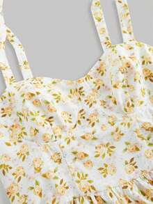 MOD Vestido de verano con estampado floral y tirantes anudados para mujeres, vestido largo con estampado floral para primavera, vestido de vacaciones, vestido de fiesta, atuendos de campo, ropa de playa de vacaciones, vestido bohemio para mujeres, atuendos de cumpleaños para mujeres, vestido de primavera y verano, atuendos para brunch - Blanco y Negro - Ver 9