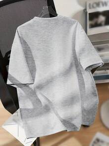 Boys' Casual Short Sleeve T-Shirt With English Capital Letter Print, Fashionable Spring/Summer Sports Top, Sizes 5-6, 6-7, 8-10, 12-14, 14-16 (Clothing Excludes, Other Decorations Not Sold), For Teenagers - 灰色 - 查看 4