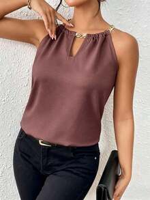 Blusa de estilo empresarial casual y digno de estilo vintage 2 en 1 para el regreso a clases - Óxido marrón - Ver 5
