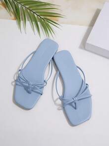 Women's Fashion Slippers - Lightweight, Open-Toe, Flat, Casual Summer Shoes With Comfortable Insole And Adjustable Strap For Easy Walking, Flip Flops - Baby Blue - View 2