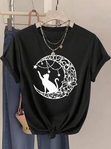 100% Algodón Premium 180g . ¡Oferta Especial! Playera. Oferta Especial, ¡Cómpralo Ya! 1 Pieza Camiseta Unisex Holgada 180g 100% Algodón Puro. Oferta Especial, ¡Cómpralo Ya! 1 Pieza Camiseta Unisex Holgada 180g 100% Algodón PuroCamiseta cómoda gato luna diseño artístico casual adecuada para amantes de los felinos estilo moderno talla M color negro moda femenina  2023 Excelente Calidad y Precio, con  Excelente Calidad y Precio, con  Camiseta Streetwear Unisex Ideal para Conciertos y Regalo - Negro - Ver 1