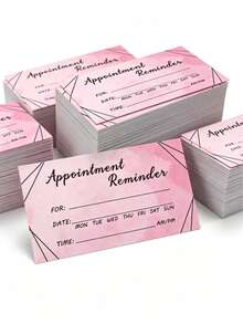 50pcs Pink Watercolor Appointment Reminder Cards, Fillable Customer Reminder Cards Suitable For Nail Salons, Eyelash Studios, Hair Salons, Spas And Small Businesses - Sets - View 5
