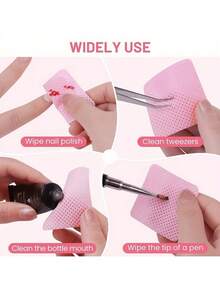 2000/1000/200 miếng khăn lau móng tay - Miếng tẩy sơn móng tay chuyên nghiệp không xơ, khăn lau gel UV, dụng cụ làm sạch trước và sau khi làm móng (Màu hồng) - Hồng - Xem 8