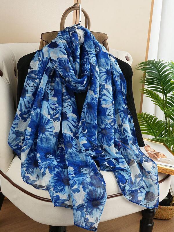 1pc Seasonal Scarf, New Fashion Scarf, Printed Shawl/Wrap, Women's Luxury Neckerchief 80*180CM, Outdoor Long Scarf