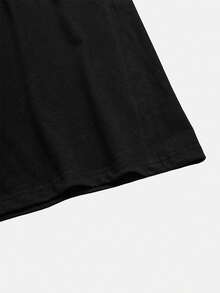 "It's Okay" Motivational T-Shirt For Plus Size Women - Black With White Lettering, Crew Neck, Minimalist Design, Comfortable And Easy To Wash, Versatile Clothing For All Seasons - 黑 - 查看 3