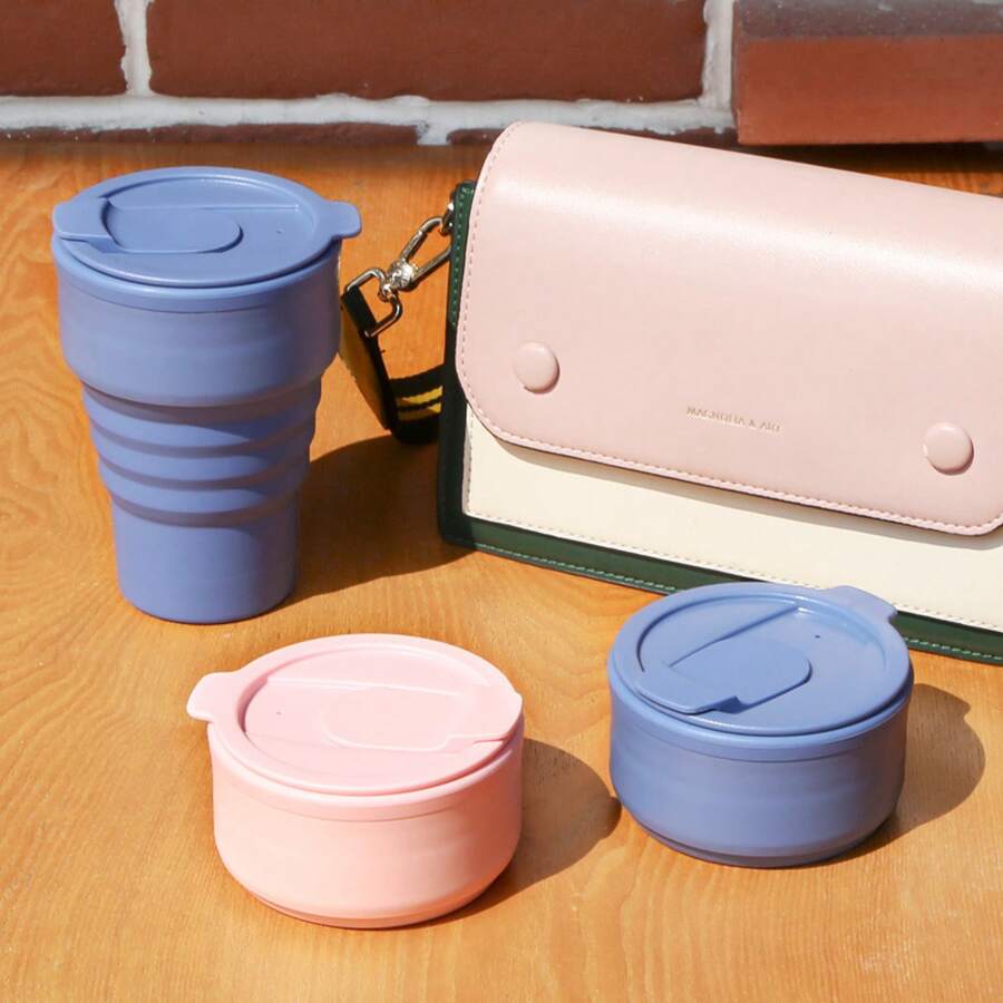American-Style Coffee Cup Outdoor Travel Cup Collapsible Silicone Water Cup Water Bottle Pocket Cup Made Of Silicone - 灰色 - 查看 1