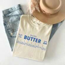 Women's Casual Summer T-Shirt [Graphic] 100% Cotton T-Shirt, Comfortable, Butter Shirt, Fun, Pastry Shirt, Savory Butter T-Shirt, Baker Gift, Butter Lover Shirt, Food Lover Gift, Butter Stick Shirt, Spring Tops, Summer Shirts, Autumn Short Sleeve T-Shirt, S-7XL, T-Shirt For All Body Types, Perfect For Dates, Outdoor Activities And Casual Wear - 杏色 - 查看 9