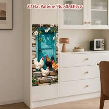 1pc Garbage Can Sticker, Chickens Playing Theme Design, Matte Surface Sticker Suitable For Indoor And Outdoor Decoration On Trash Cans, Walls, Perfect For Modern Home Decor, 37*82cm/14.57*32.28in - Style 1 - View 6