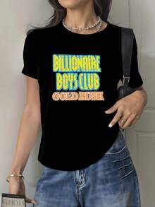 Inspirational Text With Large Letters In Shades Of Blue, Yellow, And Copper That Evoke Energy, Optimism, And Confidence, Representing The Pursuit Of Success And Prosperity. A Modern, Casual, And Comfortable Women's T-Shirt For Any Occasion. - 黑色 - 查看 1