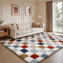 Sour Lemon Rugs Living Room 200x300cm, Grey Area Rugs For Bedroom, Washable Anti Slip Extra Large Shaggy Soft Rug Fluffy Modern Floor Carpets Mat Beside Carpet, Long Runner Rug For Hallway - Multicolor Checkered - View 19