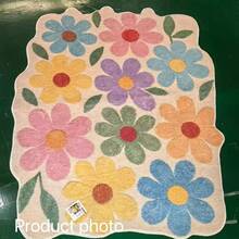 1pc Asymmetrical Creative Floral Dopamine Patterned Soft Carpet, Subtle Yet Elegant Decor For Living Room & Bedroom, Graduation Gift, Washable Round Area Rug - Multicolor - View 8