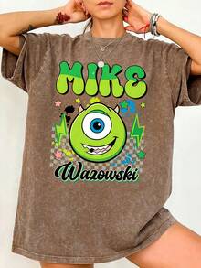 Disney Oversize Round Neck Washed T-Shirt With Disney Mike Print, Disneyland, Disney Animal Kingdom, Disney Family Vacation Trip, Summer Outfits For Women, Vacation Outfits Women, Dresses,, Dresses For Women, Summer Clothes, Summer Tops, Capris For Women, Rompers For Women, Jeans For Women, Jorts, Graphic Tees Women, Tank Tops Women, Dresses For Women Summer, Summer Tops, Summer Clothes, Summer, Swimsuits For Woman, Bathing Suits For Women, Bikinis, White Tank Top, Women Sweatshirts & Hoodies, Cord Sets For Women, Trajes Elegantes De Mujer, Conjuntos De Dos Piezas Para Mujer, Skirt Two Piece Set, Conjuntos De Mujer, Blusas, Trajes De Mujer Casual, Free Shipping, Co Ords Sets Women, Faldas - Khaki - View 1