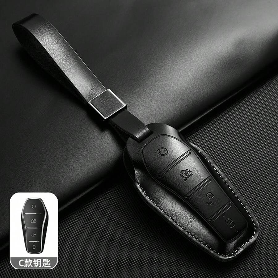 Bao da đựng chìa khóa xe hơi có móc khóa cho BYD Atto 3 EV Dolphin Song PRO Max Tang DM Yuan Dolphin E2 Qin PLUS - Loại A - Xem 1