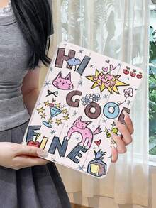 One Item: Tri-Fold Rotating Stand Acrylic Case Compatible With IPad, Cute Cat Graffiti Style, Full Coverage, Non-Magnetic Shockproof, Suitable For 11th Generation/10th Generation/Air 2026/Pro 11/13-Inch Cases. Perfect For Students/Office Workers/Daily Commuters. - Pink - View 7