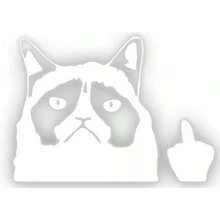 Grumpy Cat  Cat Flipping Off 6" Die Cut Vinyl Car Decal Sticker For Car Window Automobile Window Car Bumper Truck Laptop Notebook Skateboard Motorcycle Decal White 6" Approx - White - 查看 9