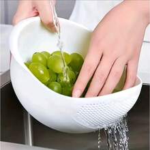Cestello e lavello da cucina. Una combinazione versatile realizzata in plastica adatta all'uso alimentare con fori di drenaggio. Perfetto per lavare riso e verdure, ed è ideale anche per cucine domestiche e da campeggio. - Taglia unica - Visualizzare 4