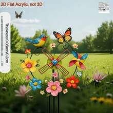 2D Acrylic Windmill Garden Stakes, Suitable For Yard, Garden, And Potted Plant Decor - A - View 4