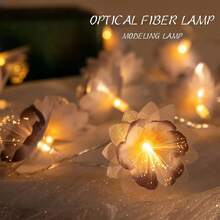 1pc Fiber Optic Flower LED String Lights, LED Flower Wreath Lights, Living Room Fairy Flower Lights, Party Decor For New Year Christmas, Artificial Flowers, Indoor Decor, Holiday Decoration, Battery Operated (Batteries Not Included) - Fiber Optic Flowers - View 10