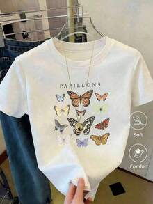 Men's T-Shirts. Women's Casual Printed T-Shirt, Short Sleeve And Round Neck, Local Urban Fashion Spring/Summer. Women's Cotton T-Shirts - 風格 - 查看 1