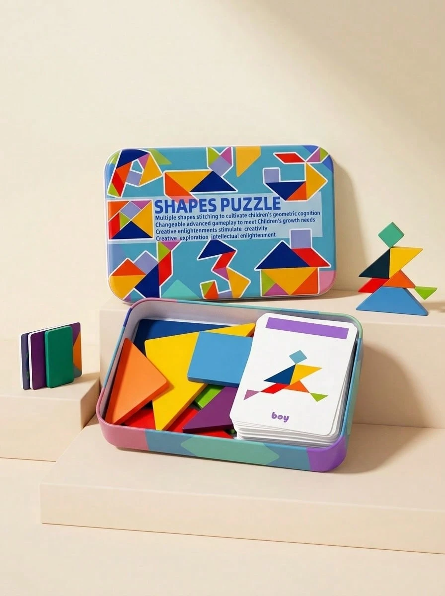3D Wooden Animal Pattern Puzzle Colorful Tangram Toys, Montessori Early Education Classification Game Toys, Children's Gift, Learning Supplies