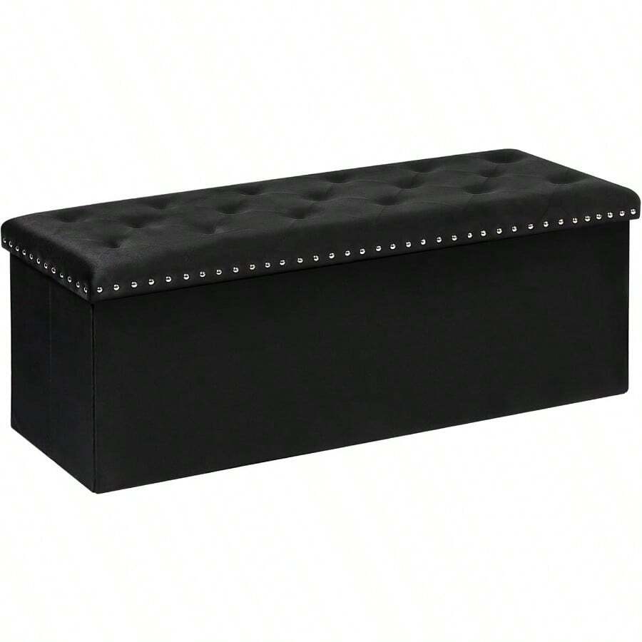 Footstool With Storage Function, Foldable Bench Seat, Suitable For Footstools In Living Rooms, Bedrooms, And Corridors - Black - View 1
