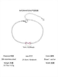 TONSI 1件/組 歐美風個性化奢華極簡時尚高端精緻優雅不鏽鋼18K鍍金鑲鋯石心形、蝴蝶結、十字架滿鑽鍊條手鍊女款，幾何圖案，四葉草手鍊，送給朋友和家人的最佳禮物 - 金色 - 查看 11