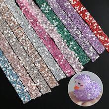 1/10pcs Roll Multi-Function Sparkling Rhinestone Ribbon, With PVC Film, Easy To Cut And Stick, Suitable For DIY Glitter Ribbon, Clothing Accessories, Sticker Tape, Glitter Shoes, Clothing, Rhinestone Strip, DIY Rhinestone Glitter Ribbon Sticker, Handmade Rhinestone Tape Roll, Clothing, Shoes, Gift Box, Car Decoration, Suitable For Christmas, Valentine's Day, Birthday, Gift Wrapping And Handicrafts - Multicolor - View 1