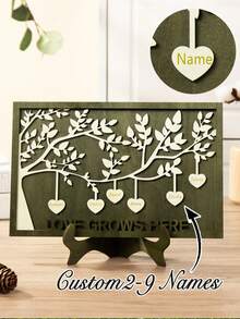 1pc Customized Family Name Plate, Customized Wooden Family Decor, Tree Of Life Wooden Ornament, Living Room Decoration, Father's Day Gift, Maternal Grandfather Gift, Mother's Day Gift, Exquisite Gift For Women, Mothers, Grandmothers - Multicolor - View 2