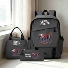 Miniso Bộ 3 món Marvel Spider-Man Multiverse Crime-Fighter màu xám gồm ba lô, túi đựng laptop, túi giữ nhiệt và hộp bút, thích hợp cho văn phòng, học tập và du lịch. - Xám - Xem 2