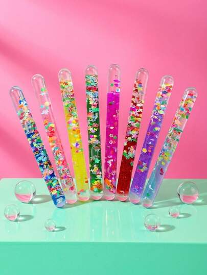 1/2/4/6pcs Liquid Quick Sand Rotating Stick Toy, Portable Interesting Time Killer, Desktop Countdown, Stress Relief, Creative Gift For Teens, Office, Entertainment, Holiday, Birthday, Valentine's Day