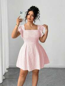 Vestido elegante con volantes en el bajo en color amarillo claro - Rosa - Ver 7