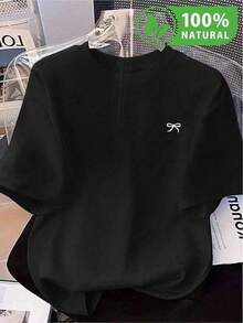 Camisetas Para Mujer AlgodónPlayera Negra Minimalista para Hombre con Diseño de Lazo Moderno Ideal para Estilo Urbano Casual Comfortable de Alta Calidad Perfecta para Cualquier Ocasión  2023 mundial 2026 - Negro - Ver 1