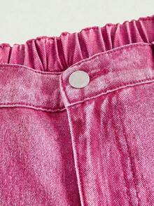 MOD Jeans rectos de algodón con estampado de corazones rosas para tallas grandes - Rosa 2 - Ver 3