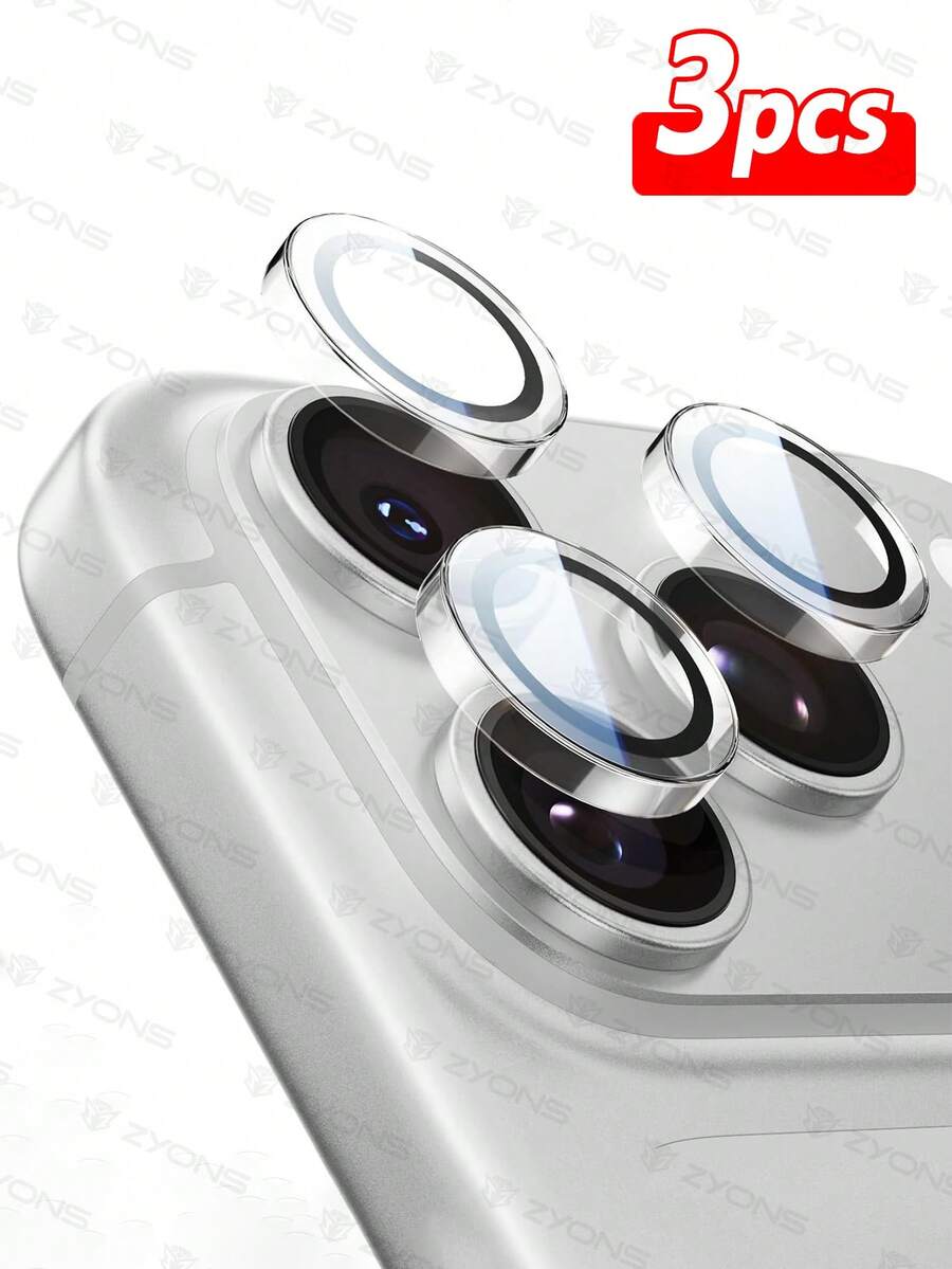 ZYONS 3pcs Ultra-Clear High-Definition Lens Protector Film, Super Thin Tempered Glass, Compatible With Phone Cases, Screen Protector For IPhone 17 Pro Max/17 Pro/16 Pro Max/16 Pro/15 Pro Max/15 Pro/14 Pro Max/14 Pro/13/12/11/13 Mini - Clear - View 1