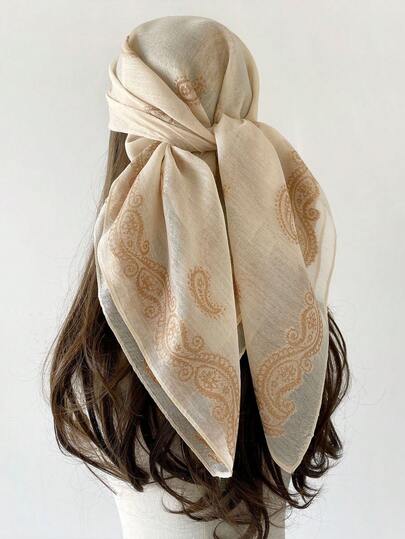 1 chiếc khăn choàng nữ thời trang mới, họa tiết hoa Paisley và hoa điều kiểu cổ điển, thích hợp để sử dụng hàng ngày.