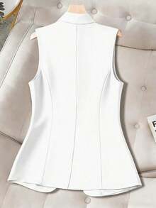 Chaleco de mujer con diseño de corbata de unicolor y de moda - Blanco - Ver 2