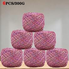 Yarn For Crochet Sequin Sparkle Yarn Set 300g 6 Balls Glitter Crochet Thread Chunky Yarn For DIY Knitting Handmade Crafts Sweater Scarf Hat Making Supplies - Rose Red - View 8