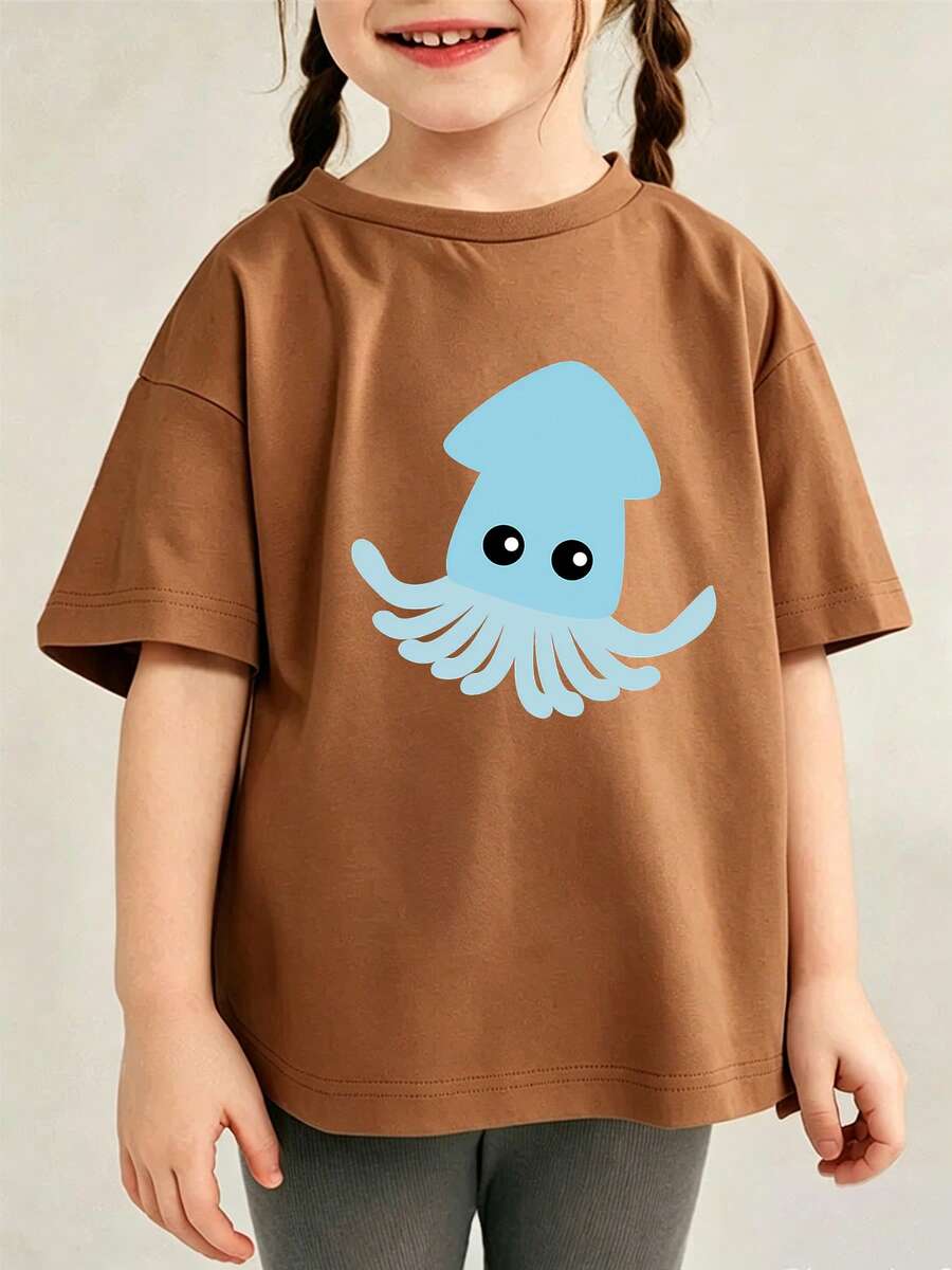 Ropa veraniega para niños camiseta con diseño gráfico - Marrón - Ver 1