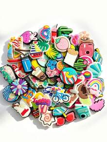 10/18/25/30pcs Summer Beach Hawaiian Series DIY Shoe Charms, Suitable For Shoes, Keychains, Sandals, Beach Bags, PVC Material, Compatible With Clogs And Other Shoe Styles, Premium Decorative Accessories, Perfect Gift For Christmas, Birthday, Party - Multicolor - View 8