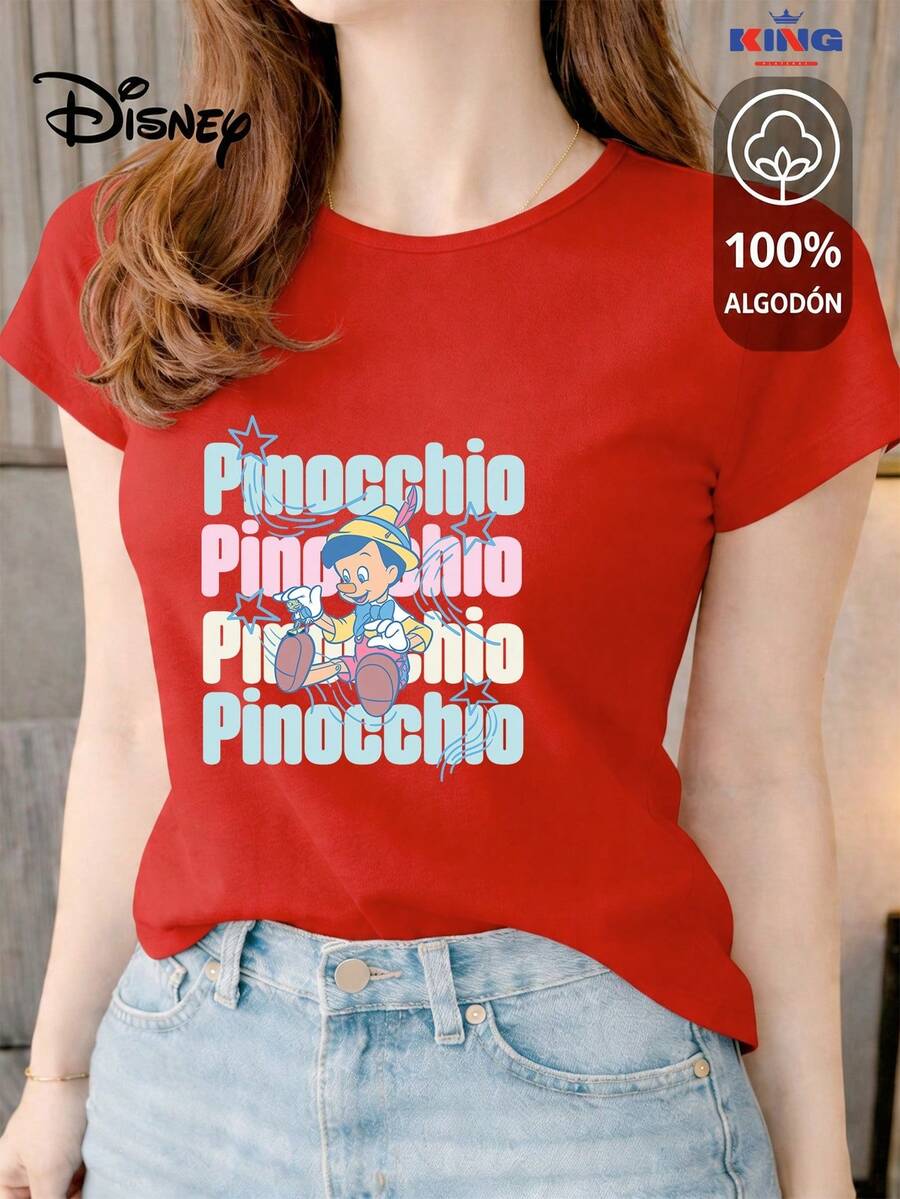 This High-Quality 100% Cotton T-Shirt Guarantees Exceptional Softness To The Touch, A Round Neck With A "Disney Retro Star" Print, And Short Sleeves. - 紅色 - 查看 1