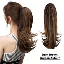 14inch Long Curly Claw Ponytail Hair Clip, Women's Synthetic Hair Accessory Wig - Dark Brown, Gold, Auburn - View 2