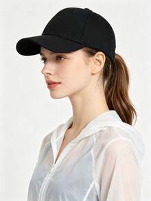 1pc Women's Adjustable Minimalist Ponytail Baseball Cap, Outdoor Golf Sports Sun Protection Hat, Work Travel Visor Cap, Spring/Summer/Autumn - Multicolor - View 4