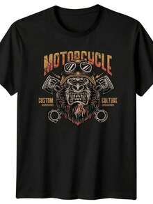 Women's Short Sleeve Crew Neck T-Shirt With Print, Cycling Culture Personalizs R Gorilla S-3XL, Fashionable, Comfortable And Breathable, Machine Washable - Black - View 1