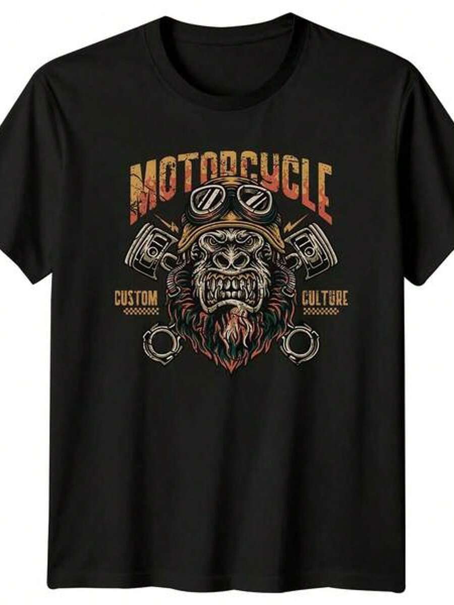 Women's Short Sleeve Crew Neck T-Shirt With Print, Cycling Culture Personalizs R Gorilla S-3XL, Fashionable, Comfortable And Breathable, Machine Washable - Black - View 1