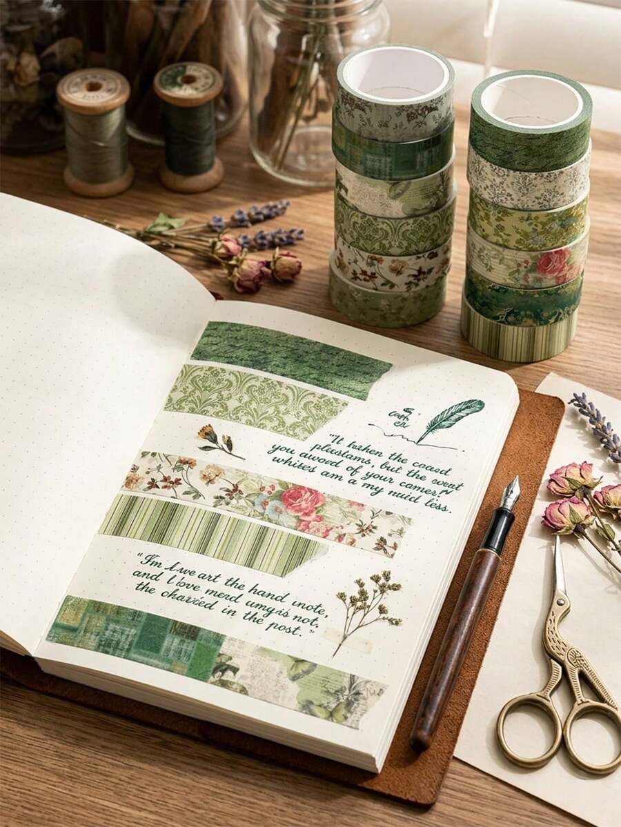 6pcs Vintage Floral Washi Tape Set, Multicolor Flower Pattern Decorative Masking Tape For Scrapbooking, DIY Crafts, Journaling & Gift Wrapping - 1pc Random - View 1