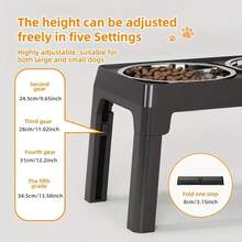 Stainless Steel Elevated Dog Bowls, Anti-Slip Raised Pet Feeder For Large Dogs, Adjustable Height Food & Water Bowls - 2800ML - View 8