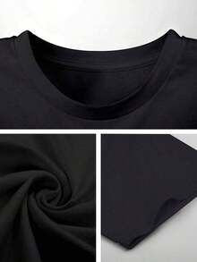 Camiseta Casual de Algodón para Mujer, Camiseta de Manga Corta de Verano con Divertido Estampado de Béisbol y Diseño de Lazo, Tela Suave y Transpirable para Uso Diario - Negro - Ver 3